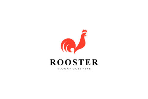 Rooster, chicken logo character. vector flat illustration