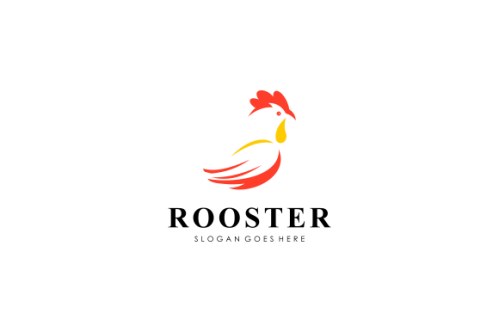 Rooster, chicken logo character. vector flat illustration