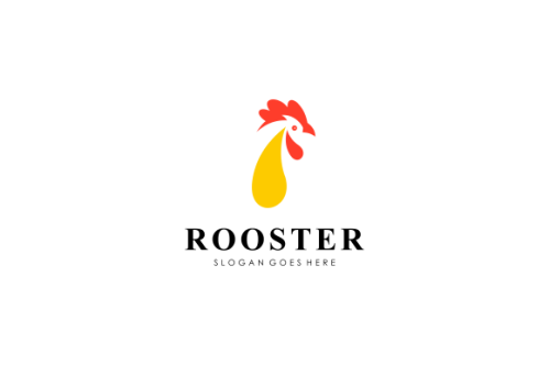 Rooster, chicken logo character. vector flat illustration