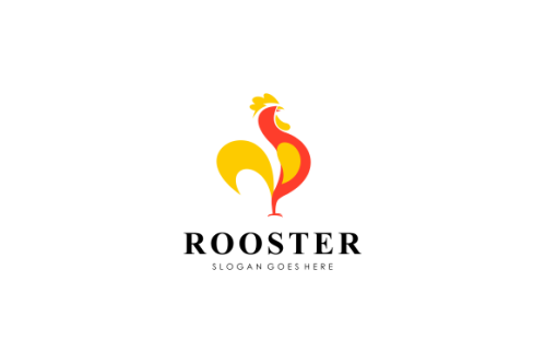 Rooster, chicken logo character. vector flat illustration