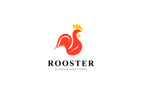 Rooster, chicken logo character. vector flat illustration