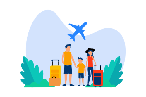 Family vacation travel, family trip illustration