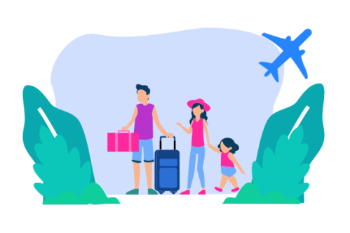 Family vacation travel, family trip illustration