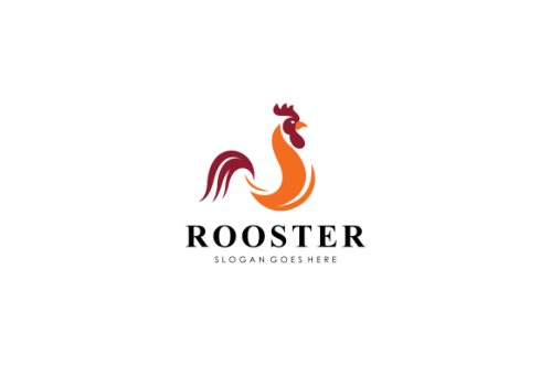 Rooster, chicken logo character. vector flat illustration