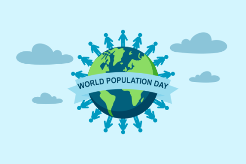 Flat world population day illustration