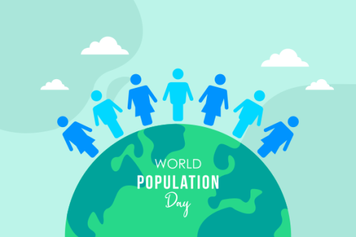 Flat world population day illustration