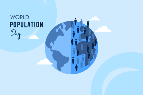 Flat world population day illustration