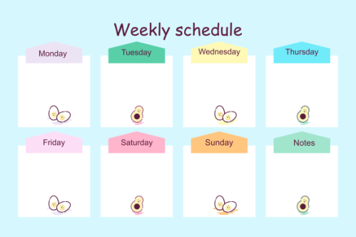 Weekly planner template. Creative design for daily planner