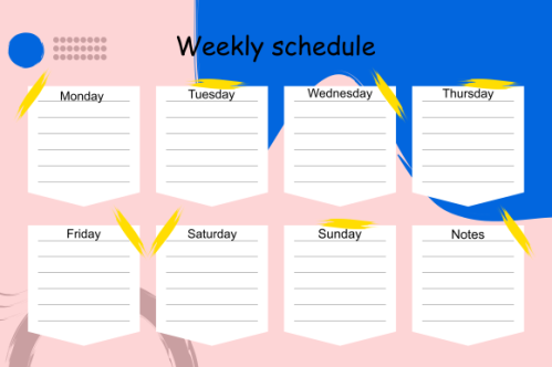 Weekly planner template. Creative design for daily planner