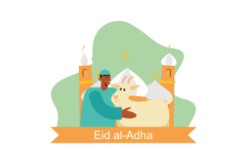 Flat people celebrating eid al-adha illustration