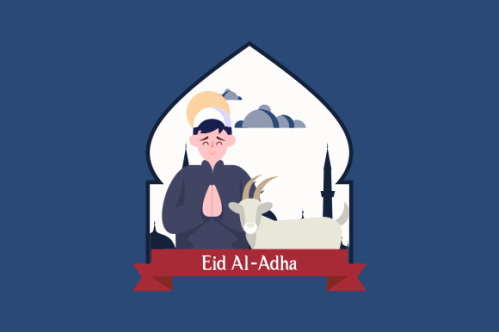 Flat people celebrating eid al-adha illustration