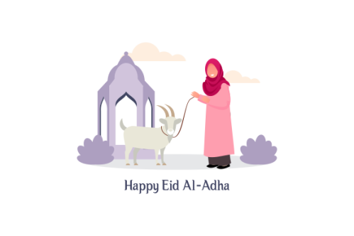 Flat people celebrating eid al-adha illustration