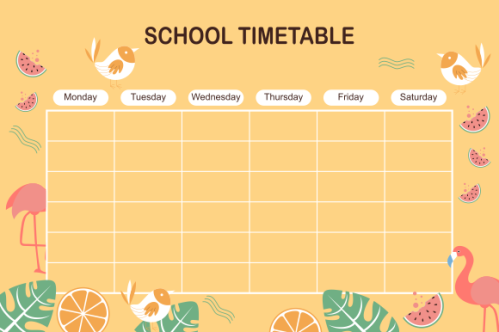 Kids school planner grafis. School timetable for student