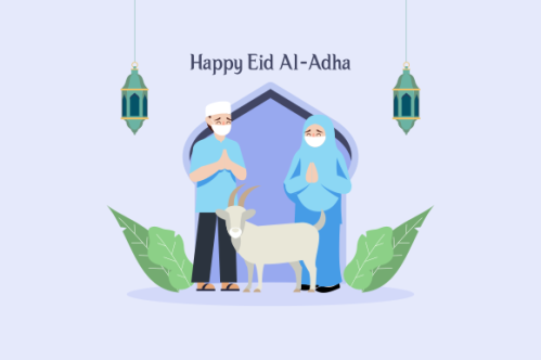 Flat people celebrating eid al-adha illustration