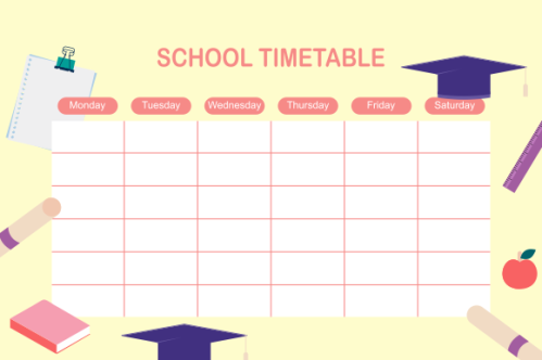 Kids school planner grafis. School timetable for student