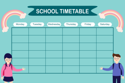 Kids school planner grafis. School timetable for student