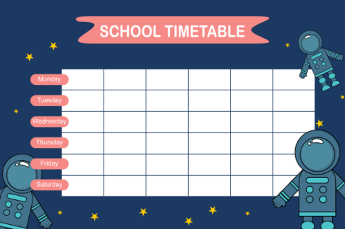 Kids school planner grafis. School timetable for student