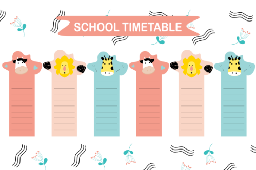 Kids school planner grafis. School timetable for student