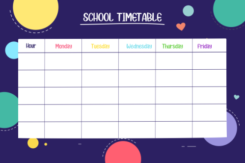 Kids school planner grafis. School timetable for student