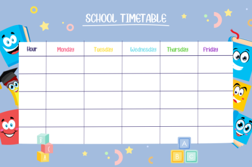 Kids school planner grafis. School timetable for student