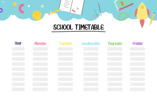 Kids school planner grafis. School timetable for student