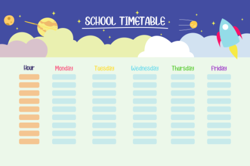 Kids school planner grafis. School timetable for student