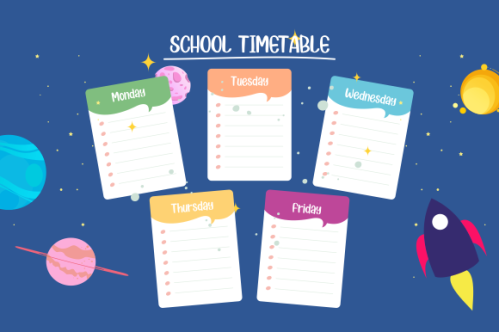 Kids school planner grafis. School timetable for studentng