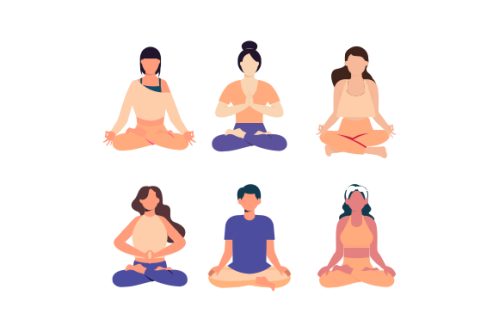 Set of people meditating concept illustration