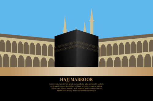 Islamic pilgrimage with kaaba for hajj mabroor