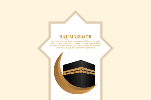 Islamic pilgrimage with kaaba for hajj mabroor