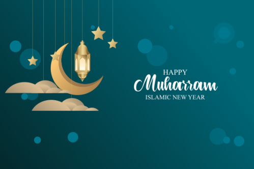 Realistic islamic new year poster concept