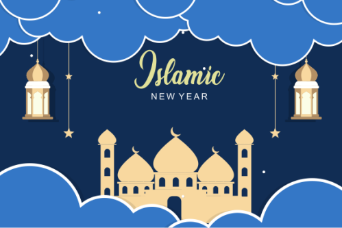 Realistic islamic new year poster concept