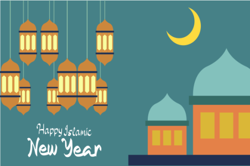 Realistic islamic new year poster concept