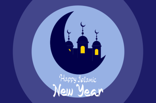 Realistic islamic new year poster concept