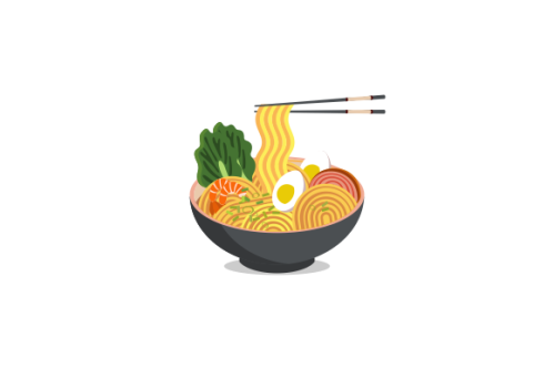 Japanese ramen on a bowl, noodle soup in chinese bowl asian food illustration