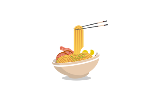 Japanese ramen on a bowl, noodle soup in chinese bowl asian food illustration