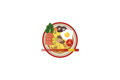 Japanese ramen on a bowl, noodle soup in chinese bowl asian food illustration