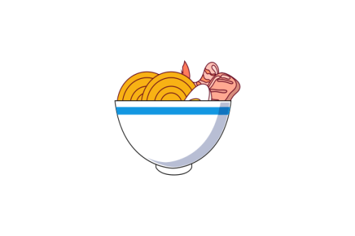 Japanese ramen on a bowl, noodle soup in chinese bowl asian food illustration