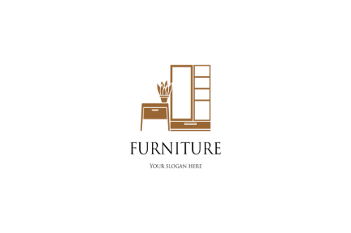 Interior minimalist room, gallery furniture logo design vector