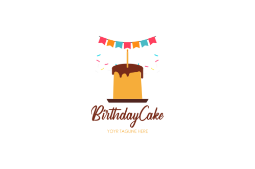 Birthday cake dessert, cake logo design