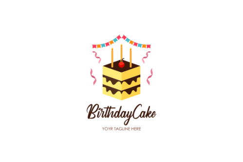 Birthday cake dessert, cake logo design