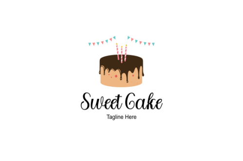 Birthday cake dessert, cake logo design