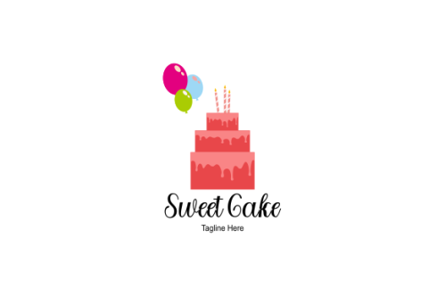 Birthday cake dessert, cake logo design