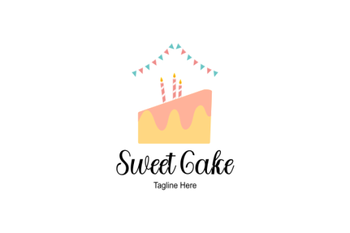 Birthday cake dessert, cake logo design