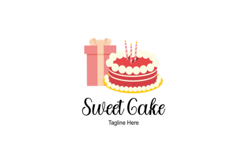 Birthday cake dessert, cake logo design