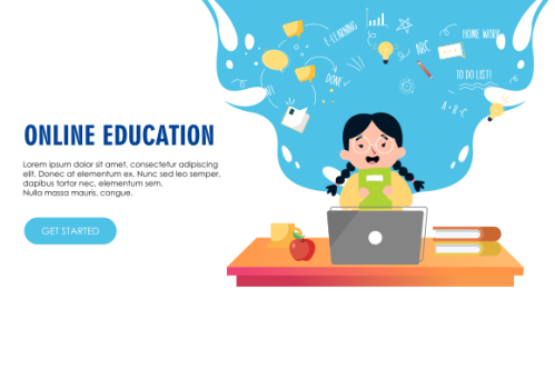 E-learning, online education concept illustration