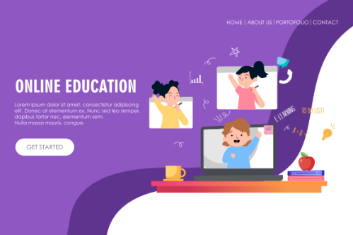 E-learning, online education concept illustration