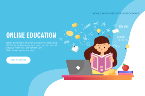 E-learning, online education concept illustration