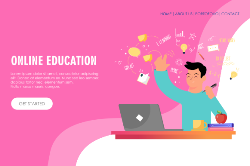 E-learning, online education concept illustration