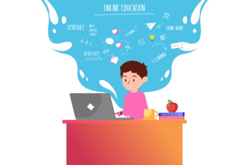 E-learning, online education concept illustration